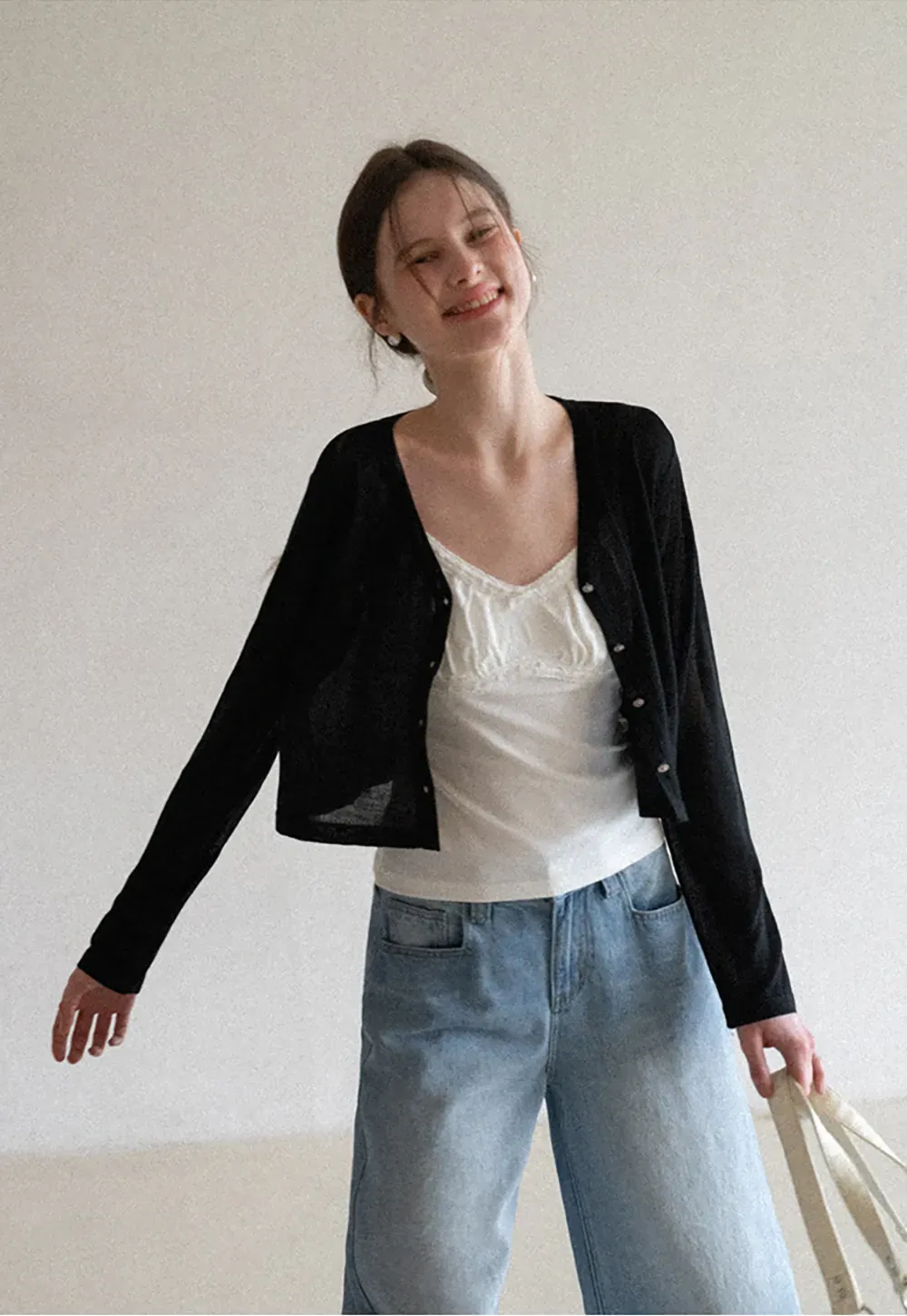 Lightweight Long Sleeve Cropped Knit Top