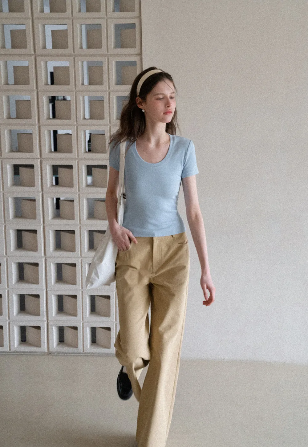 Wide Leg Casual Pants with Back Pockets