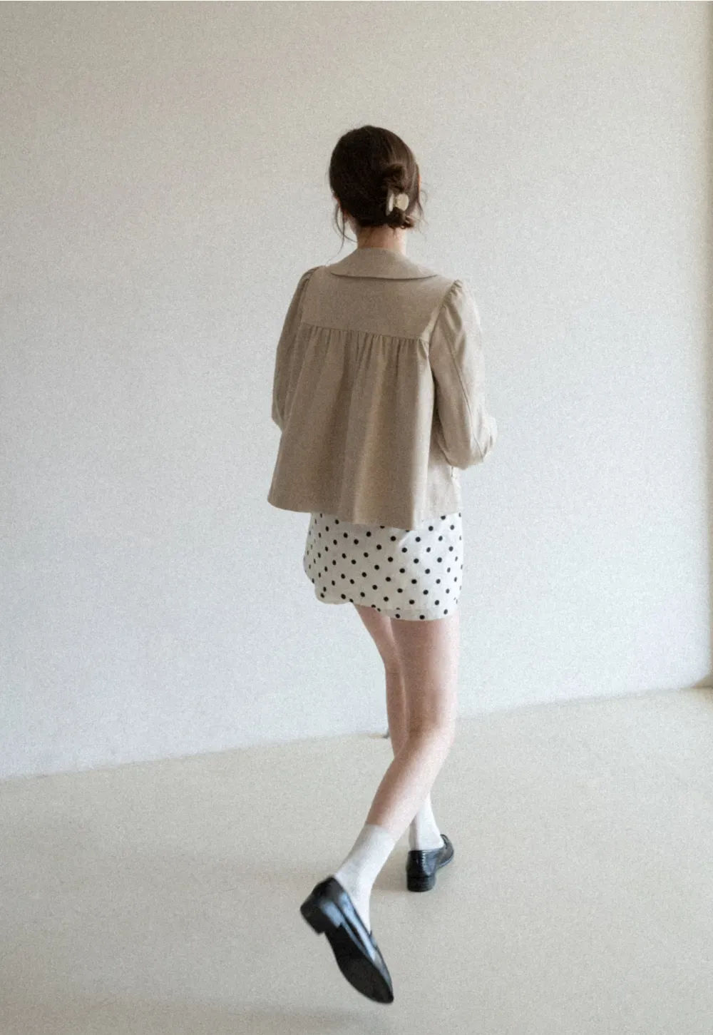 Short Jacket with Peter Pan Collar and Buttons