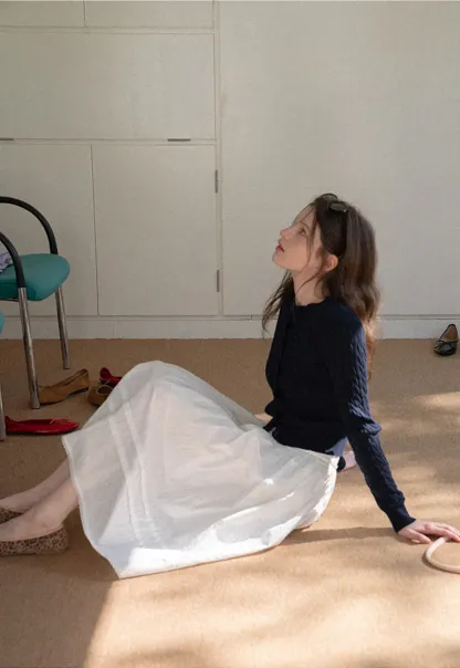 Cable Knit Long Sleeve Sweater Top