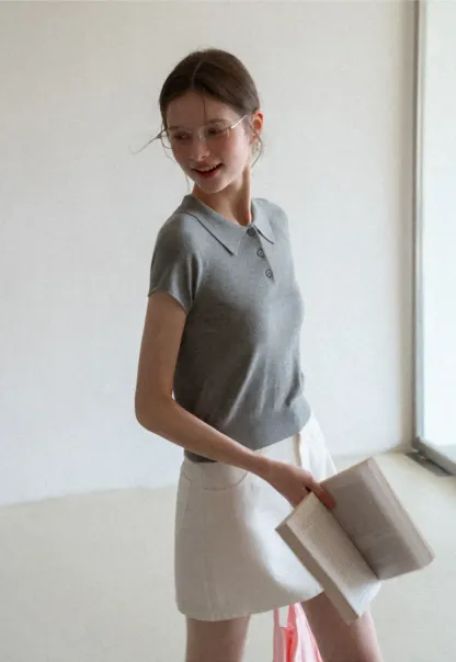 Short Sleeve Knit Polo Shirt