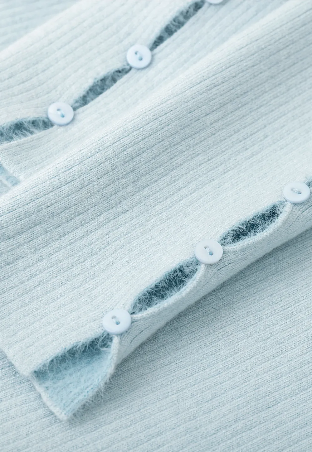 Elegant High Neck Knit Sweater with Button Detail Sleeve