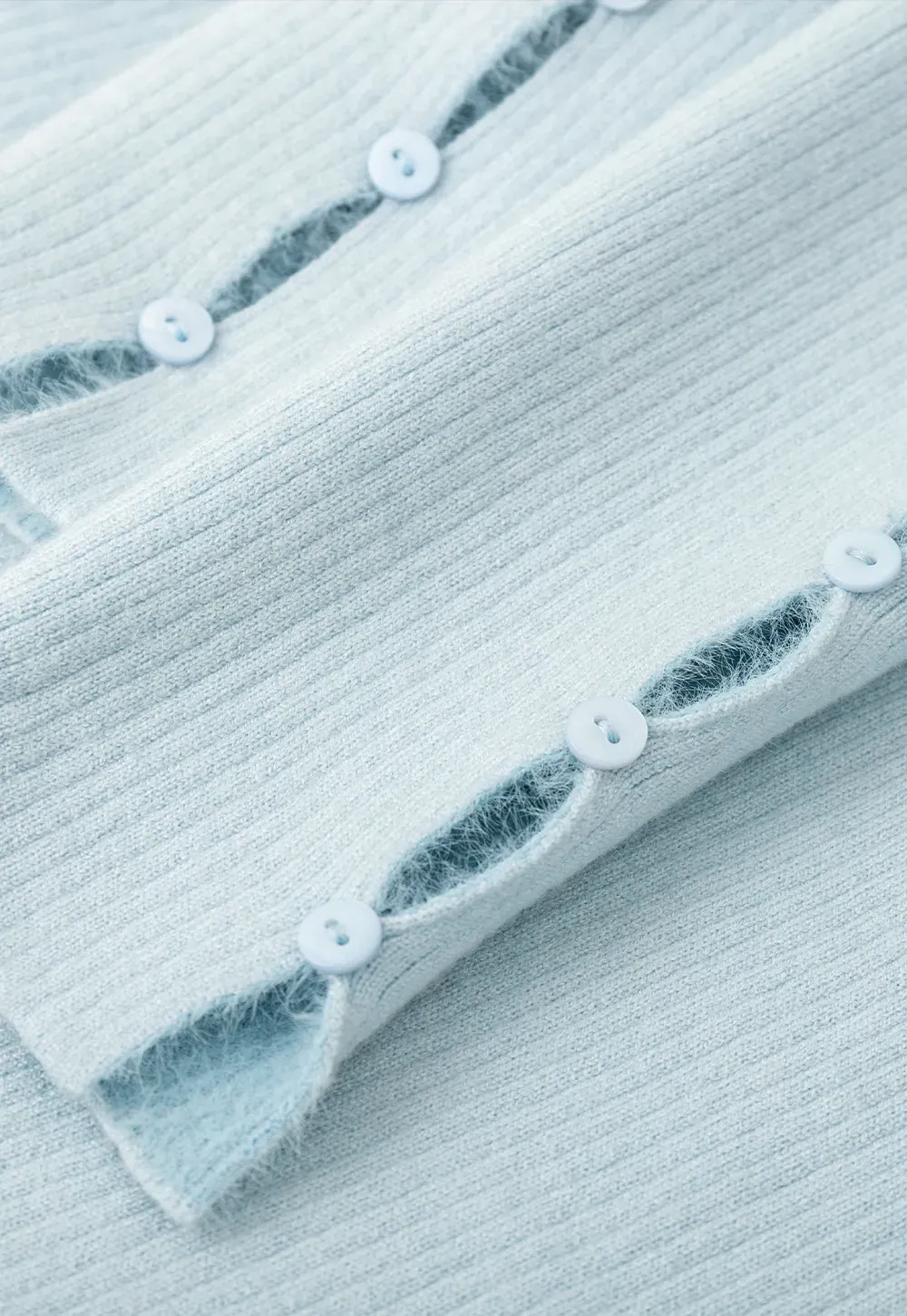 Elegant High Neck Knit Sweater with Button Detail Sleeve