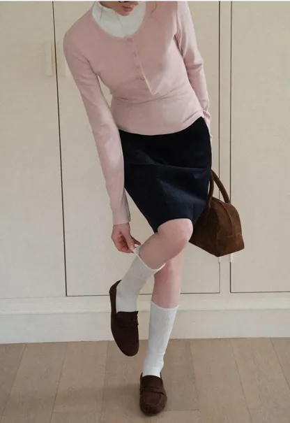 Corduroy Mini Skirt A-Line Design Women's Fashionable Bottoms