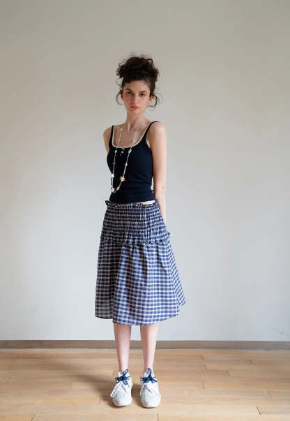 Contrast Trim Buttoned Tank Top