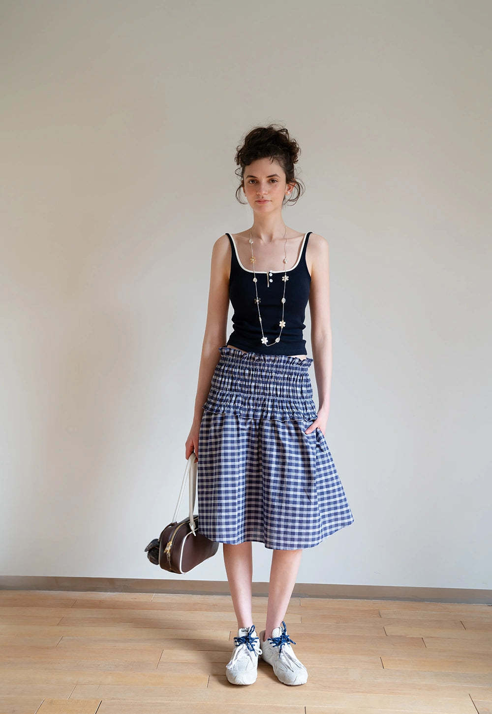 Contrast Trim Buttoned Tank Top