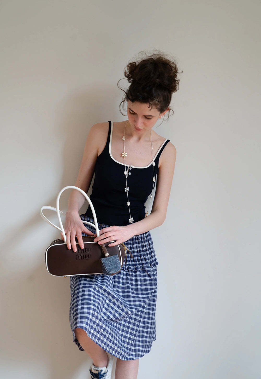 Contrast Trim Buttoned Tank Top