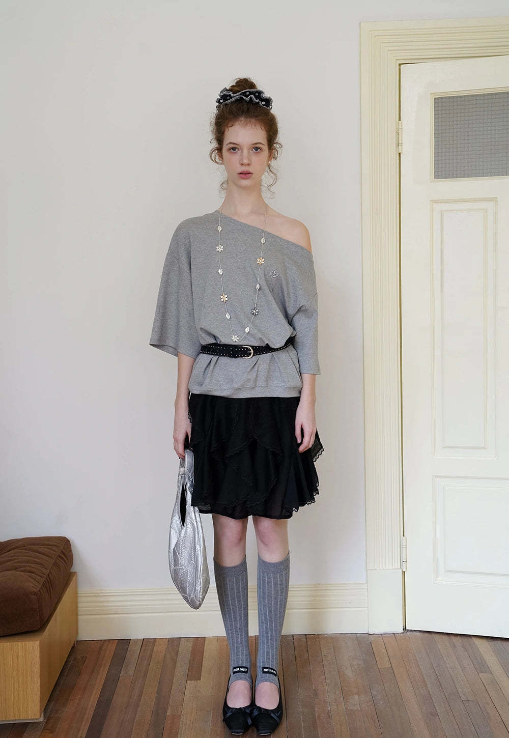 Off-Shoulder Tee with Heart Detail