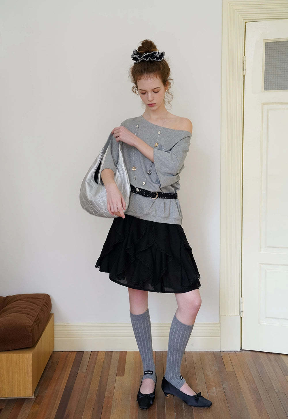 Off-Shoulder Tee with Heart Detail