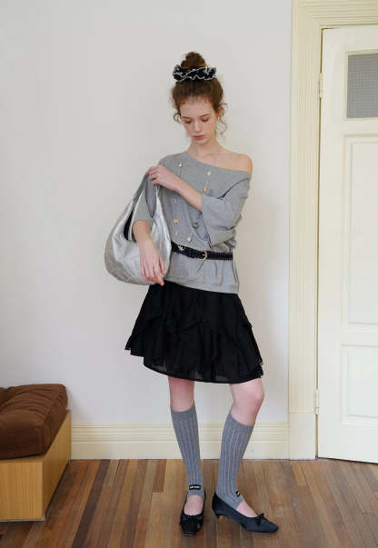 Off-Shoulder Tee with Heart Detail