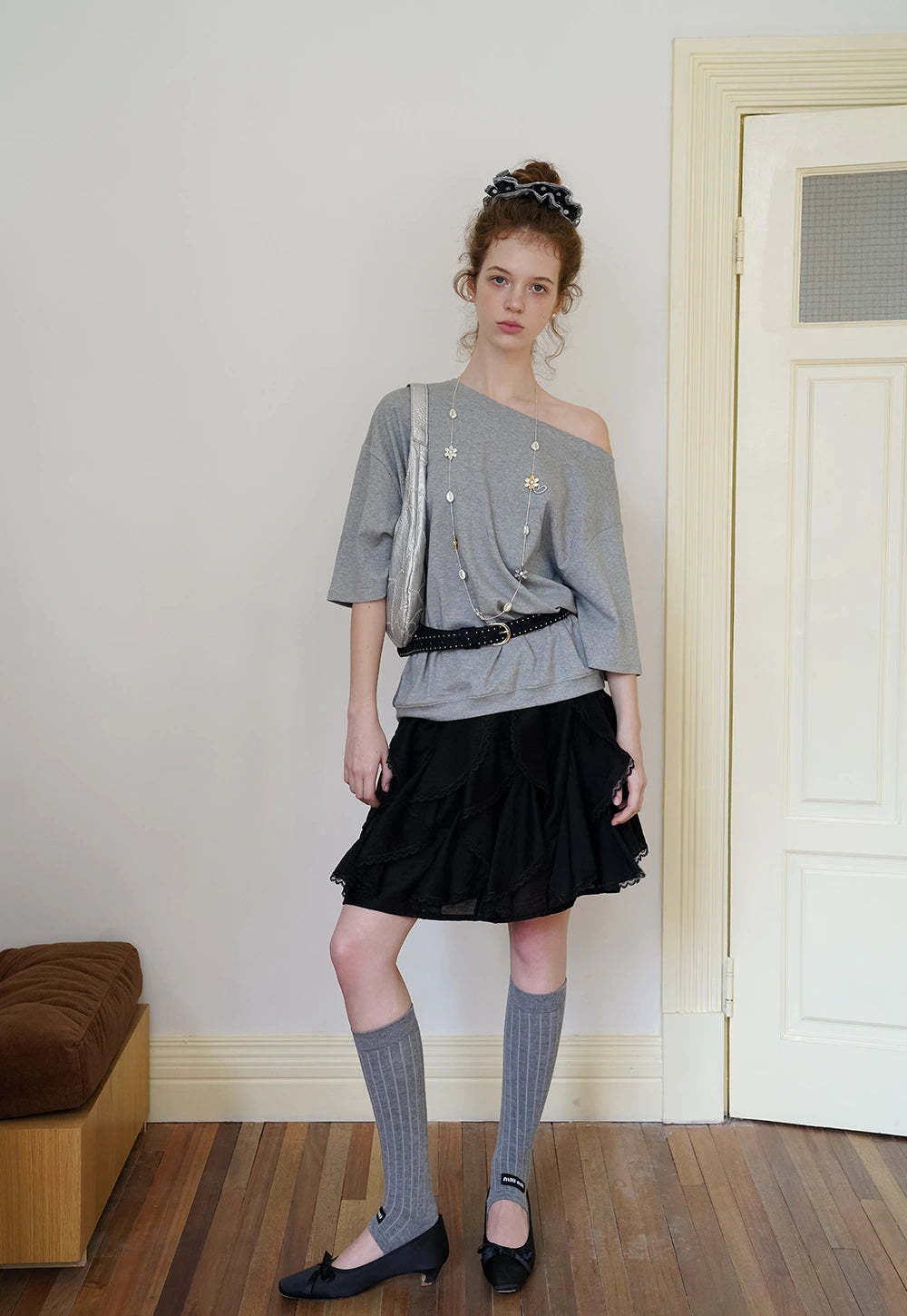 Off-Shoulder Tee with Heart Detail
