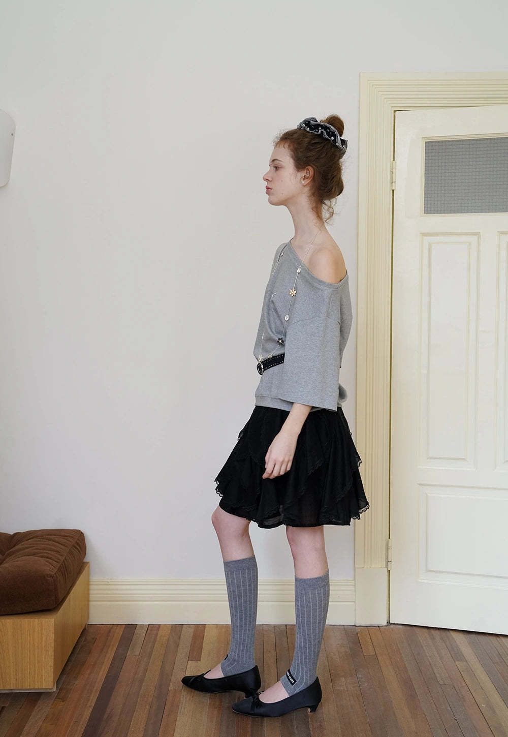 Off-Shoulder Tee with Heart Detail