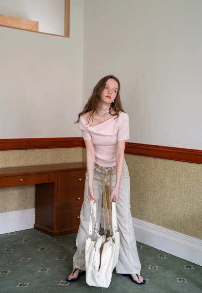 Women's Off-Shoulder Top with Flower Strap