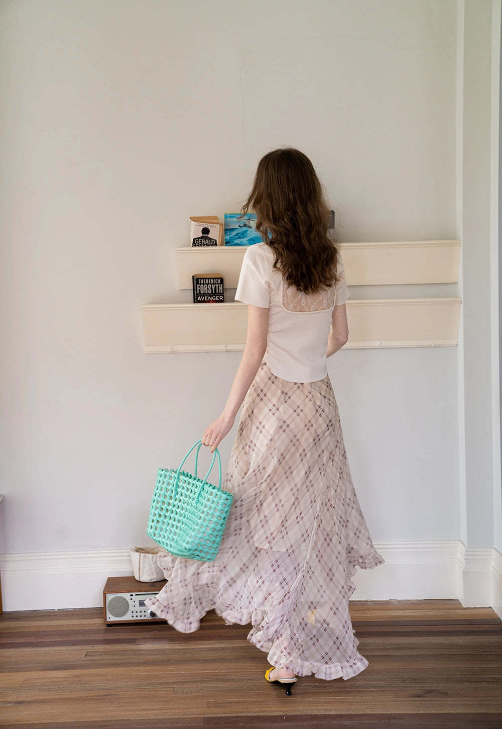 Women's Ruffled Asymmetric Midi Skirt