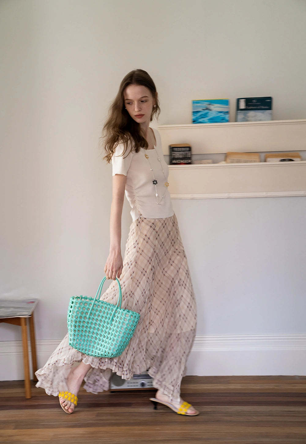 Women's Ruffled Asymmetric Midi Skirt