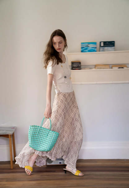 Women's Ruffled Asymmetric Midi Skirt