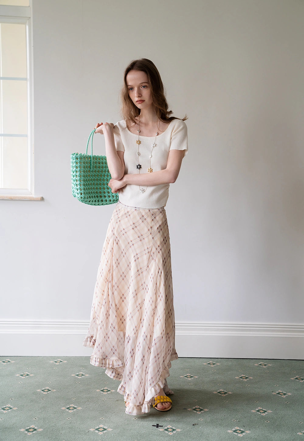 Women's Ruffled Asymmetric Midi Skirt