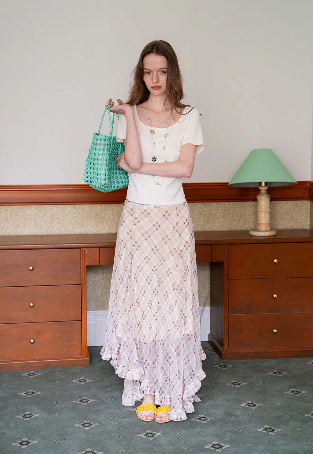 Women's Ruffled Asymmetric Midi Skirt