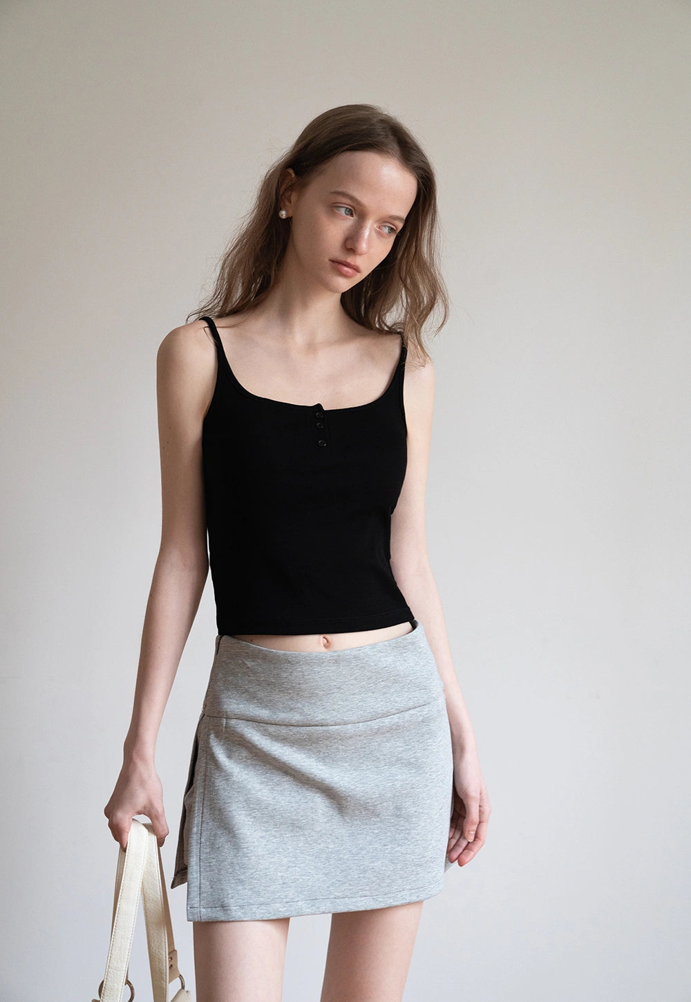 Casual Mini Skirt with Wide Waistband