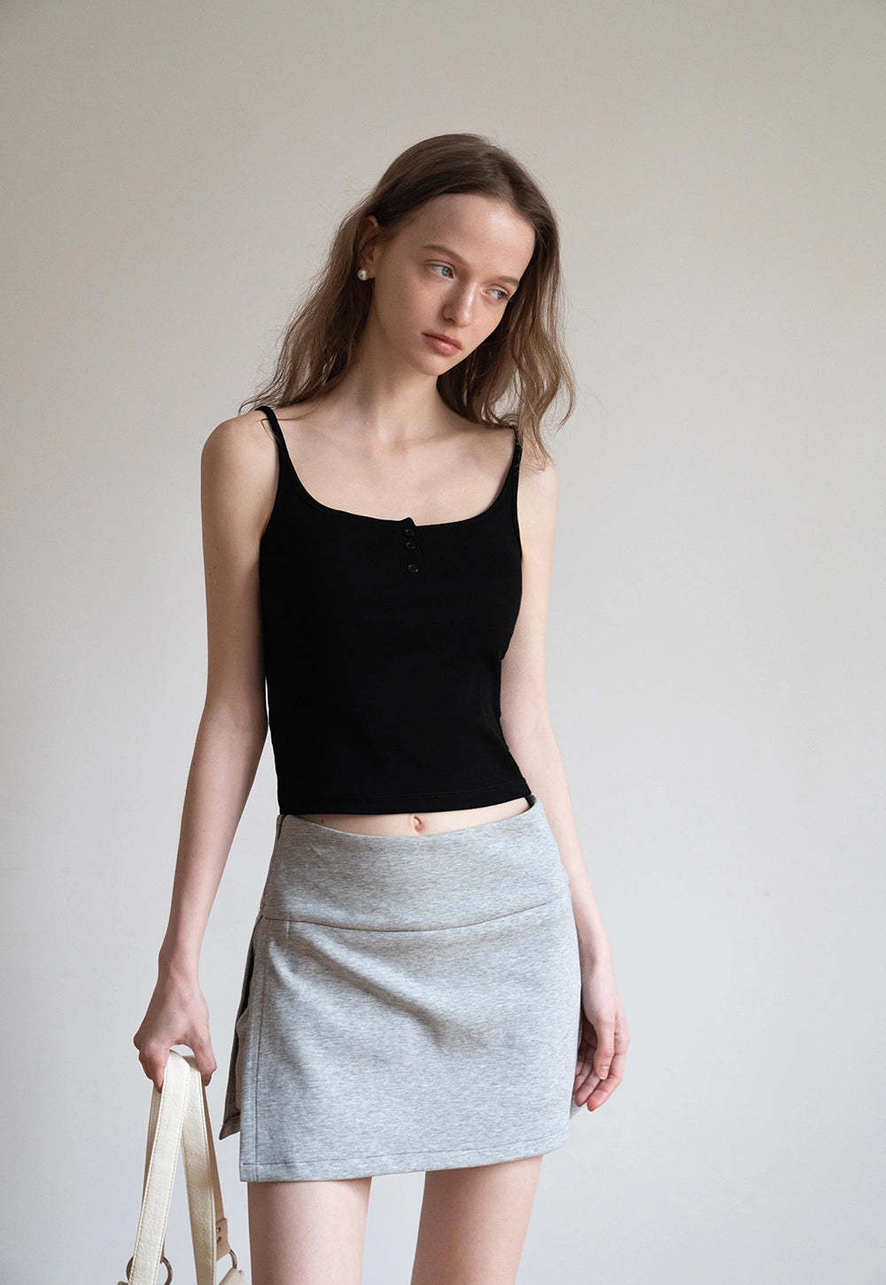 Casual Mini Skirt with Wide Waistband