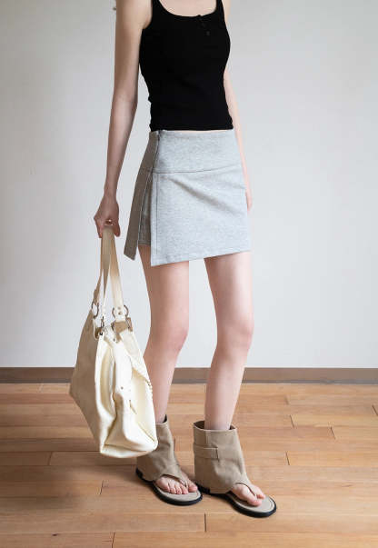 Casual Mini Skirt with Wide Waistband