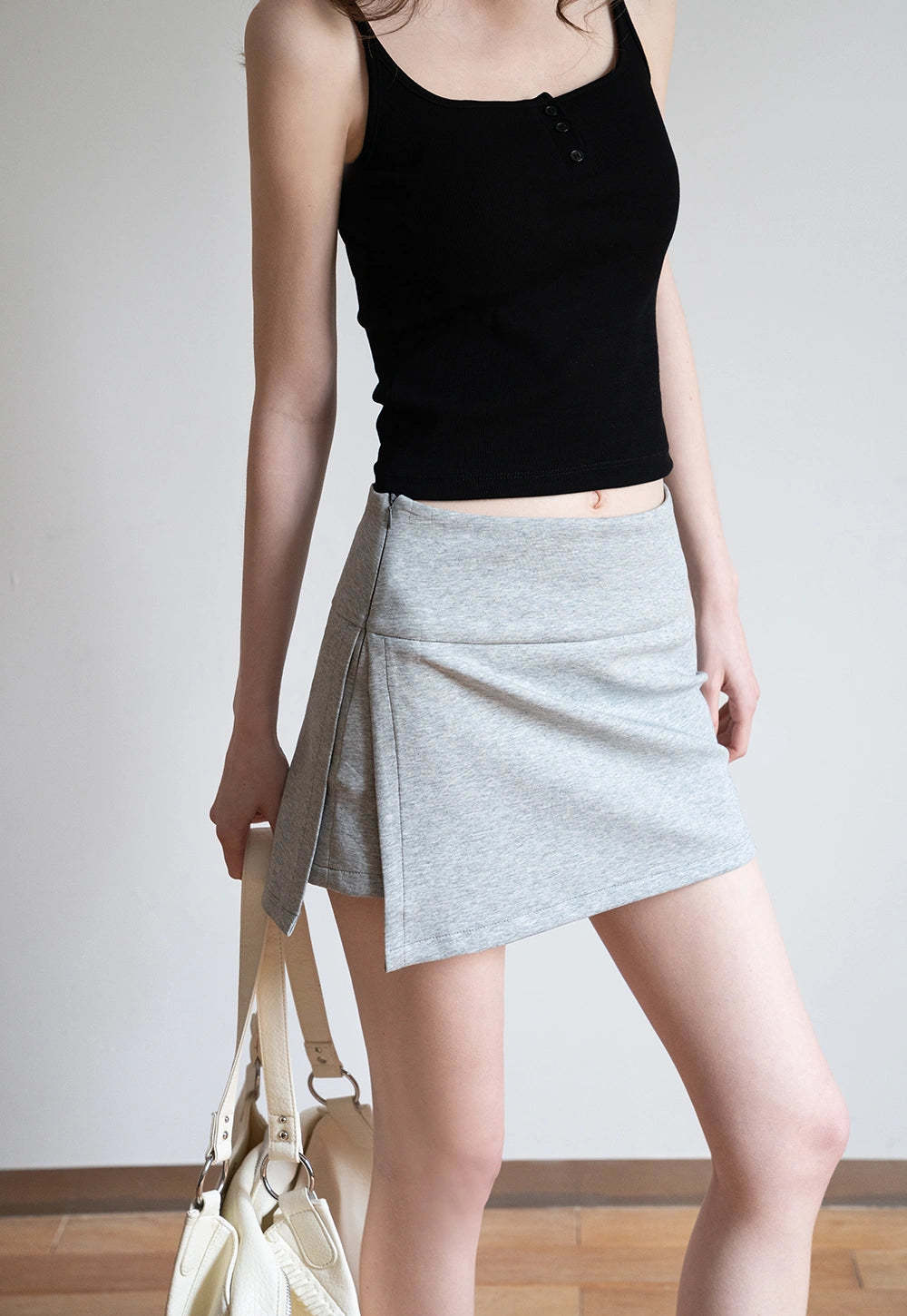 Casual Mini Skirt with Wide Waistband