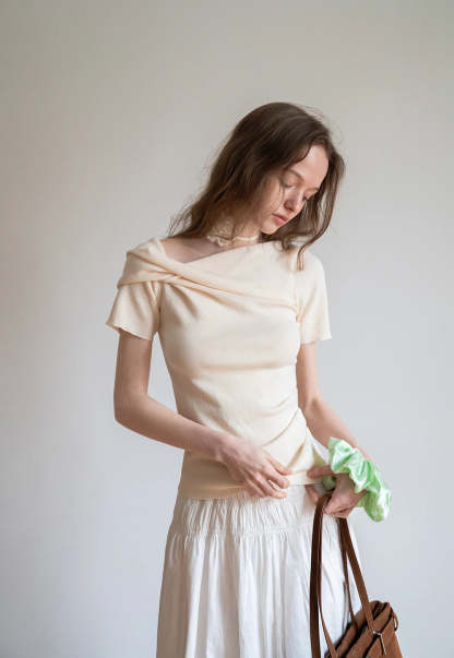 Women's Off-Shoulder Top with Flower Strap