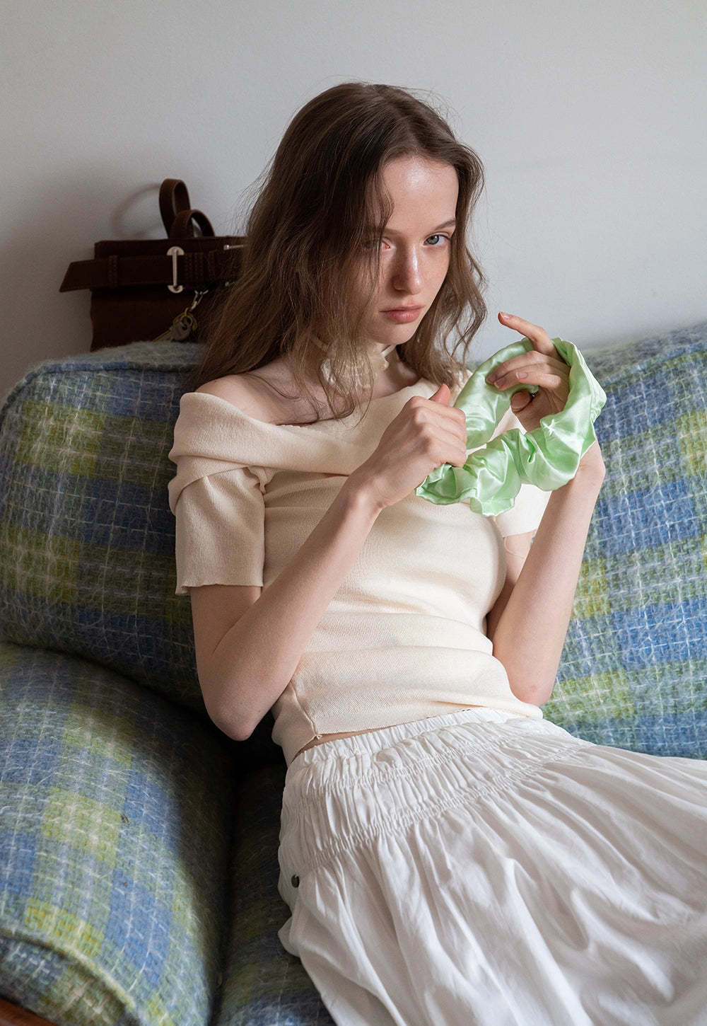 Women's Off-Shoulder Top with Flower Strap