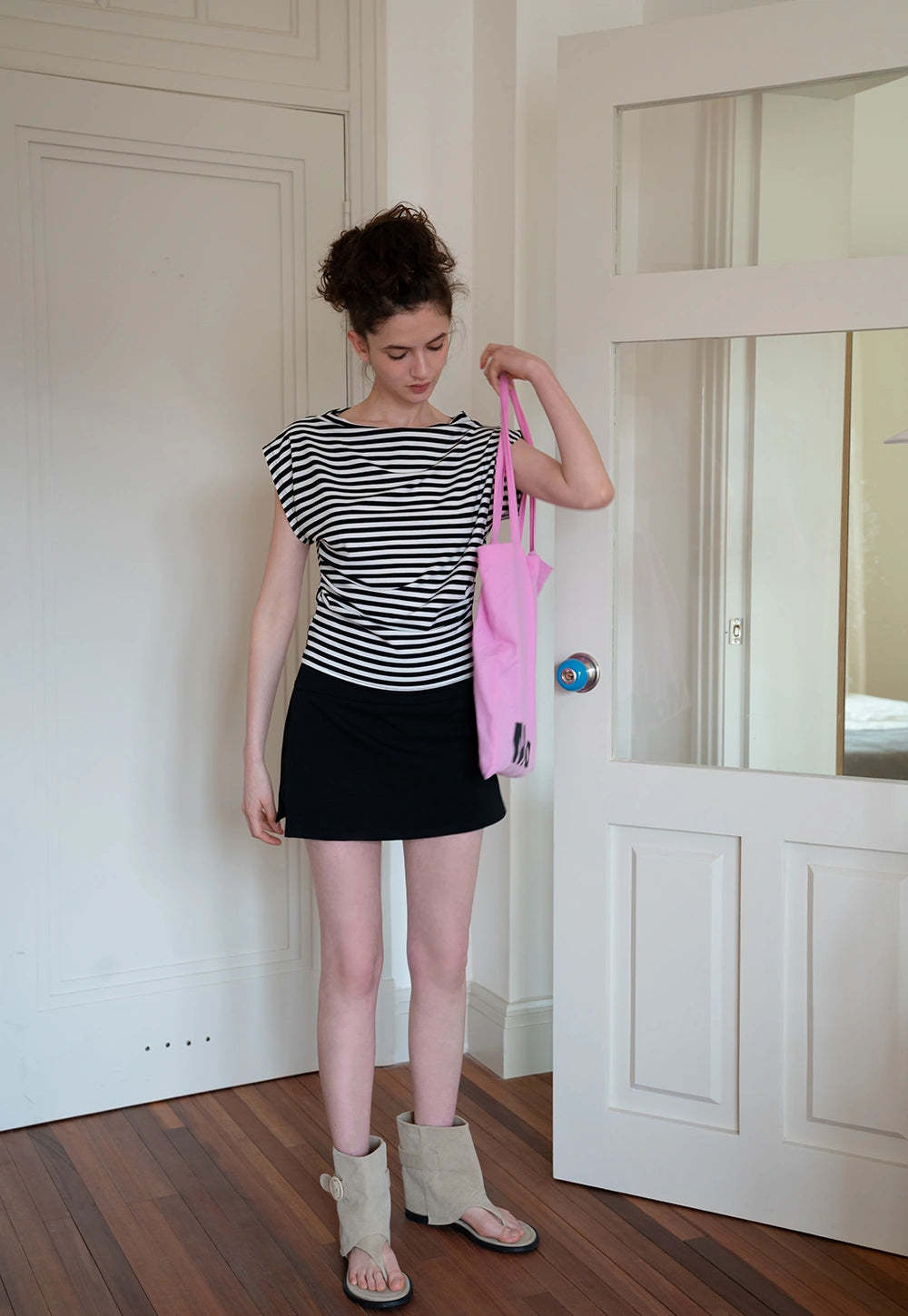 Casual Mini Skirt with Wide Waistband