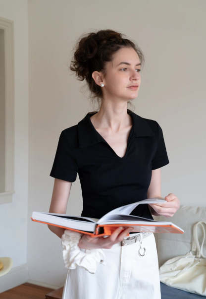 Collared V-Neck Tee
