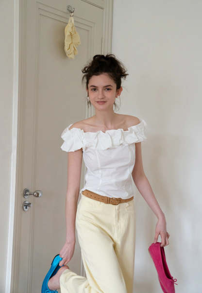Women's Off Shoulder Ruffle Sleeveless Blouse