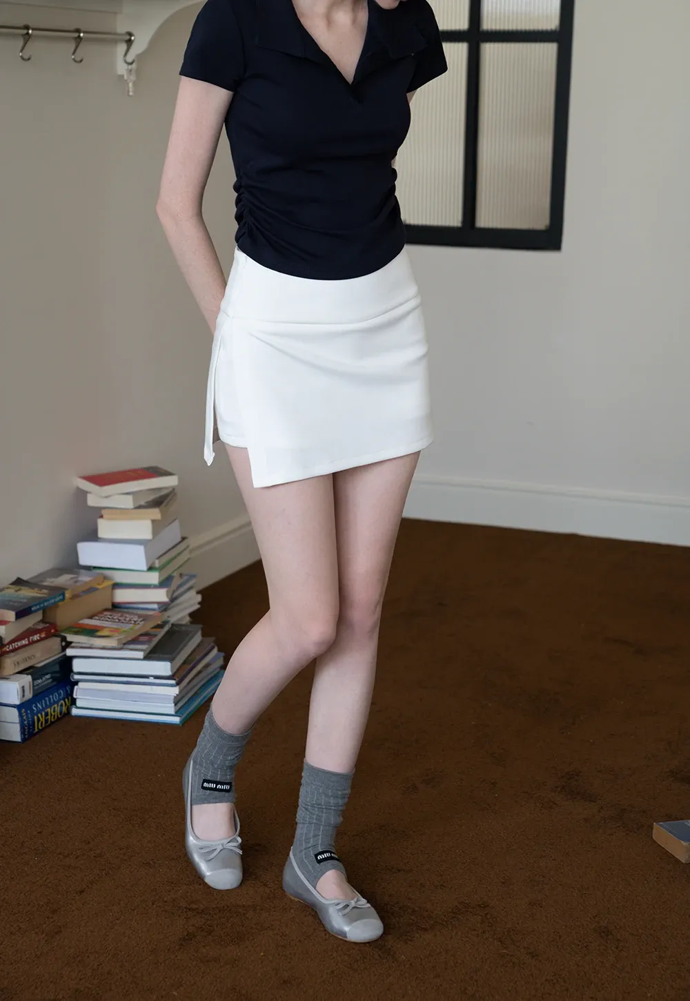 Casual Mini Skirt with Wide Waistband