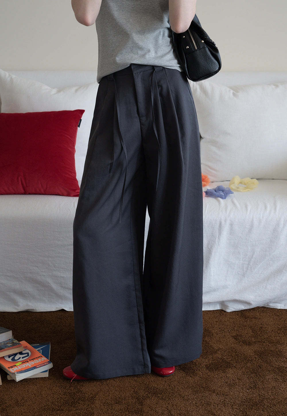 Wide-Leg Pleated Pants
