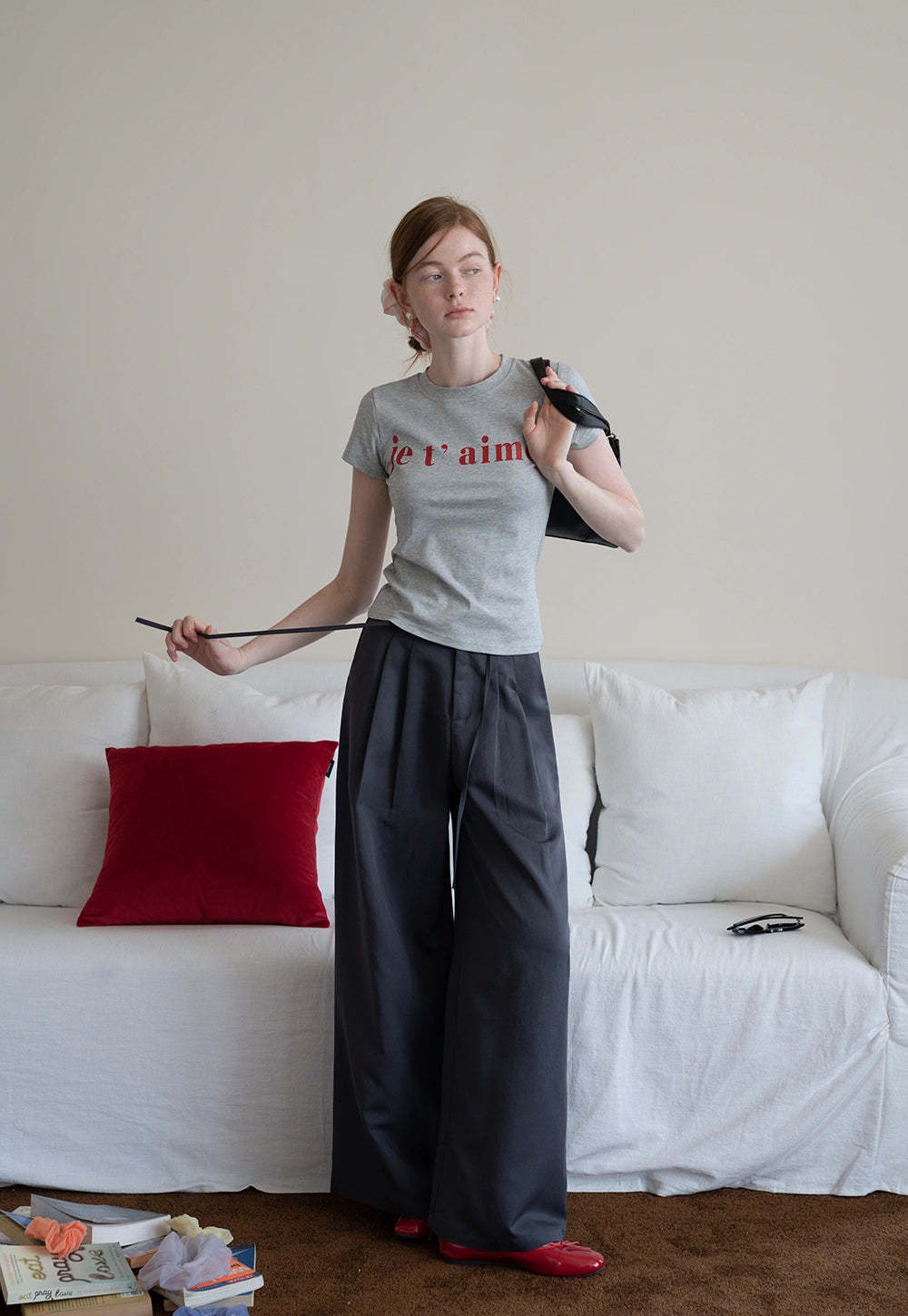 Wide-Leg Pleated Pants