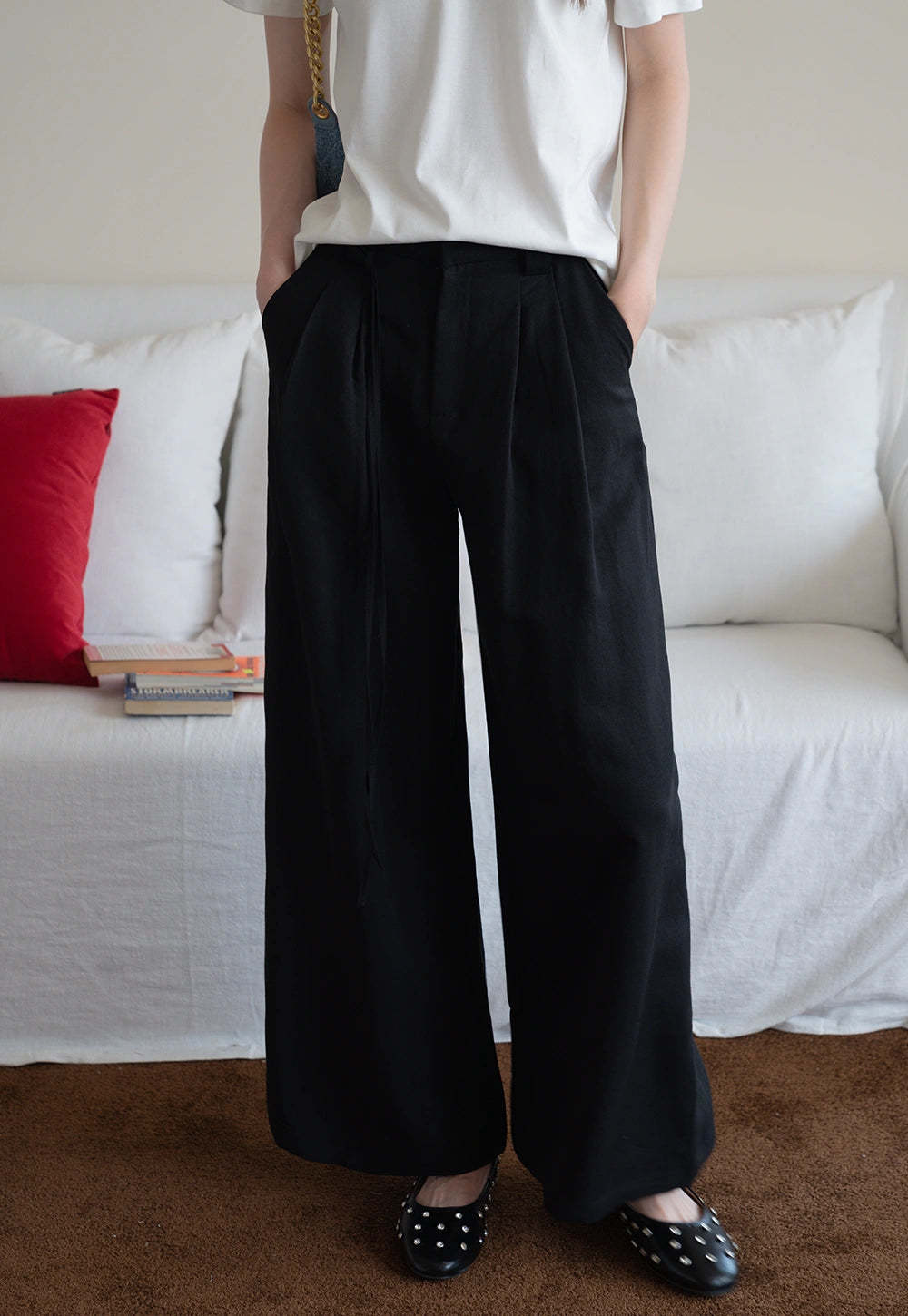 Wide-Leg Pleated Pants