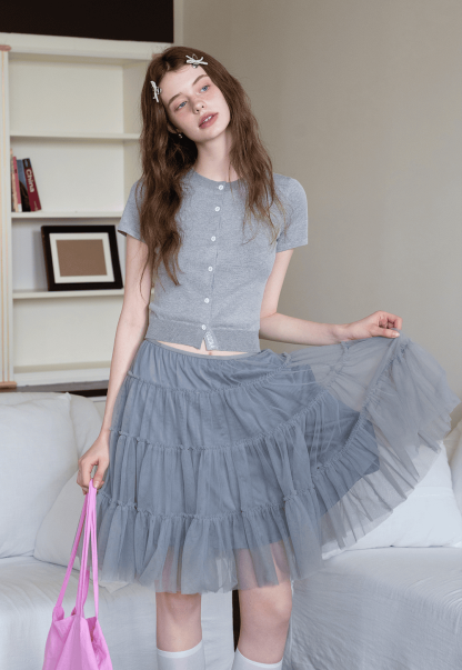 Short Sleeve Knit Cardigan