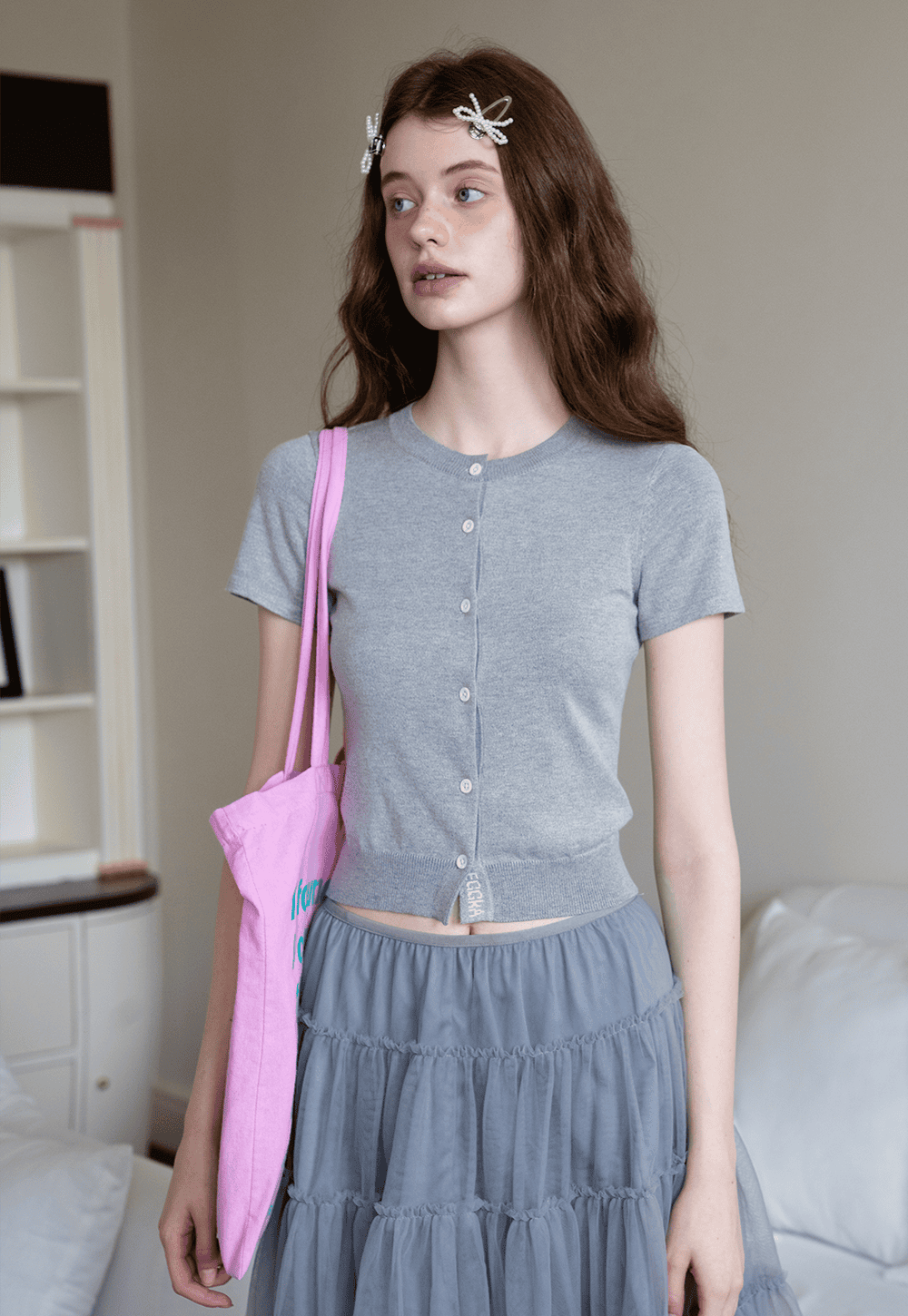 Short Sleeve Knit Cardigan