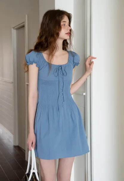 Square Neck Puff Sleeve Dress