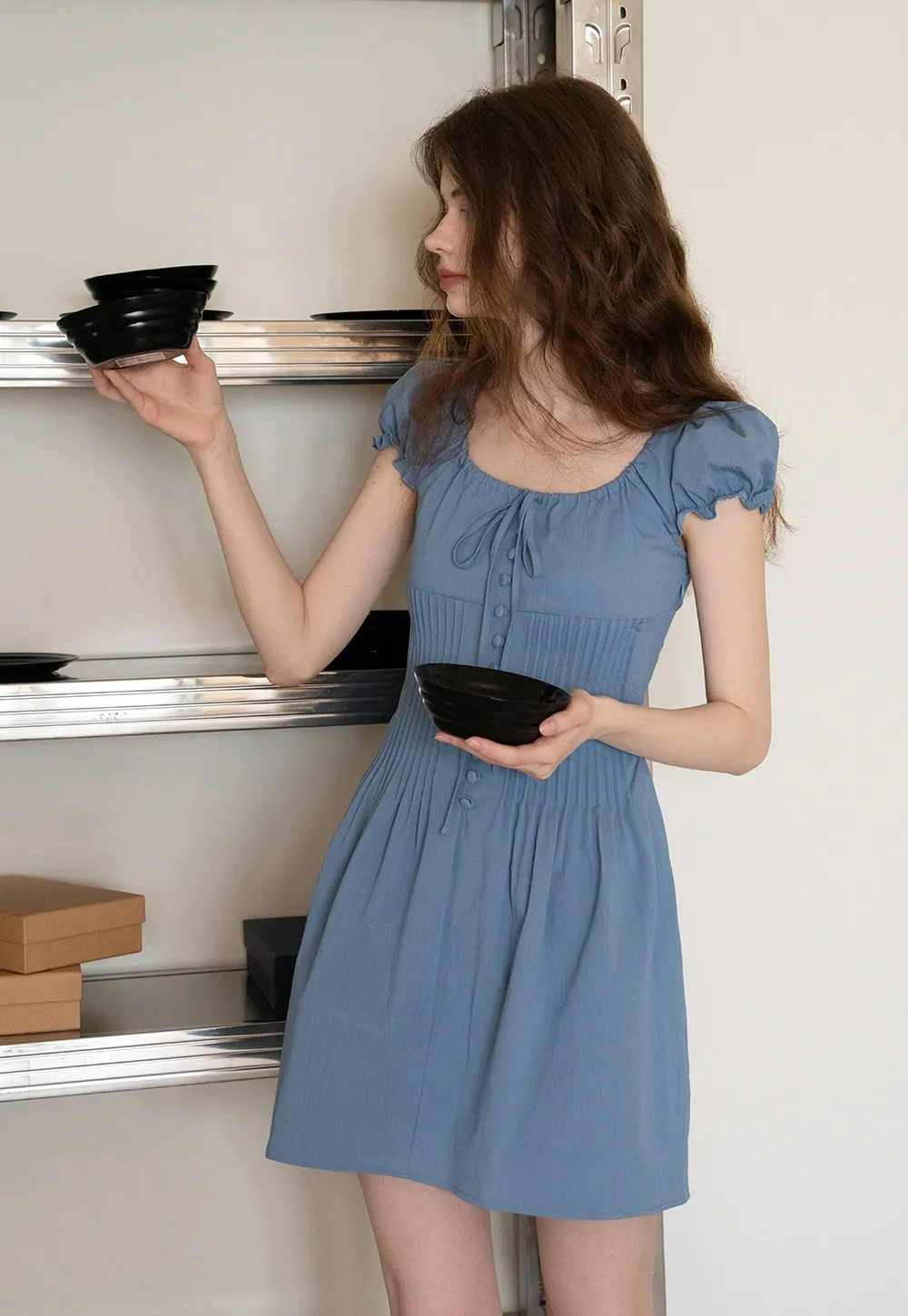 Square Neck Puff Sleeve Dress