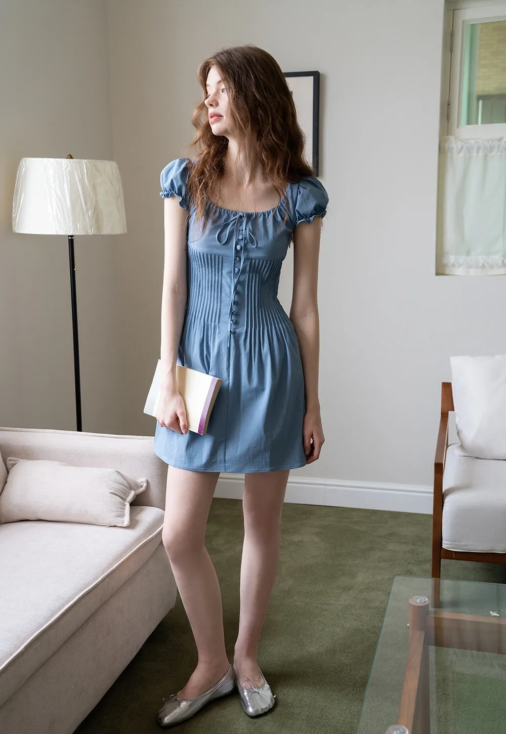Square Neck Puff Sleeve Dress