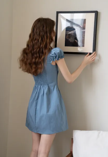 Square Neck Puff Sleeve Dress