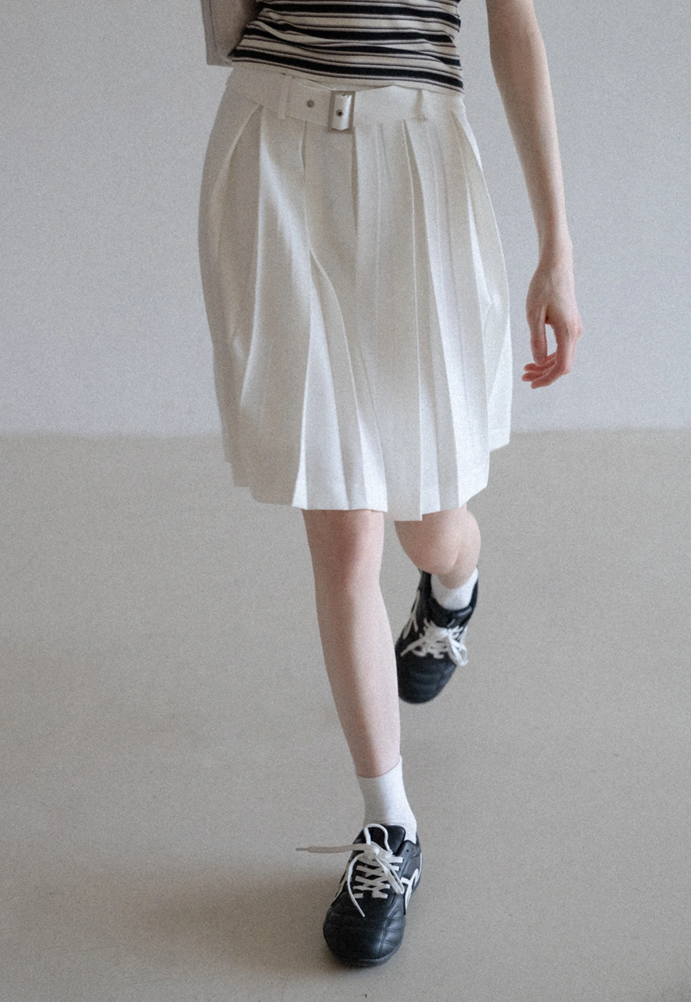 Women's High Waist Pleated Skorts with Belt