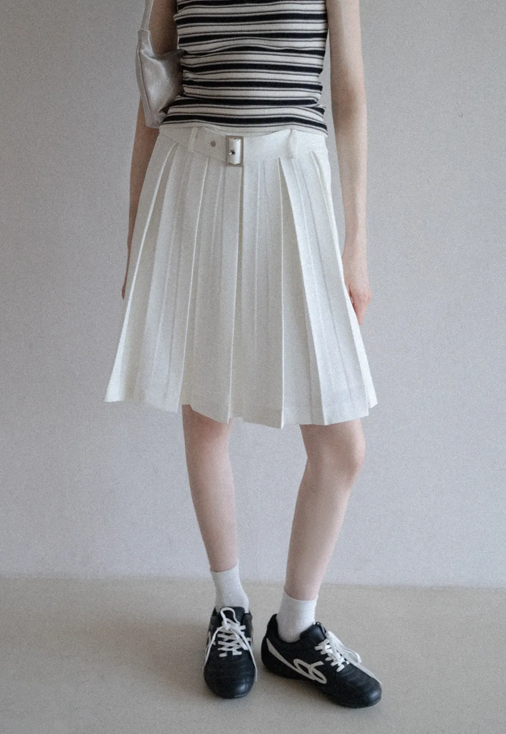 Women's High Waist Pleated Skorts with Belt