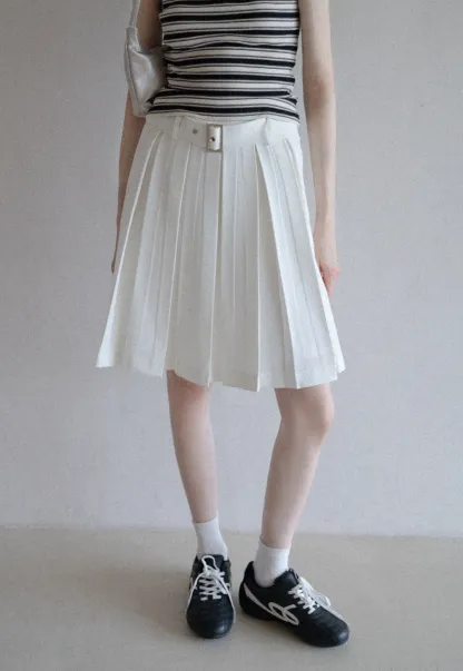 Women's High Waist Pleated Skorts with Belt
