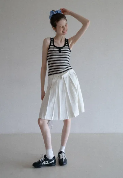 Women's High Waist Pleated Skorts with Belt