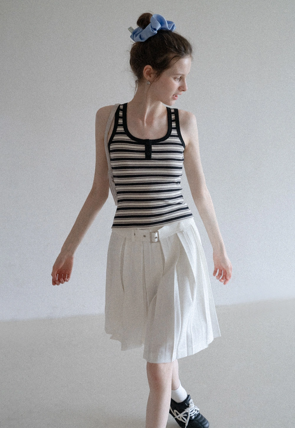 Women's High Waist Pleated Skorts with Belt