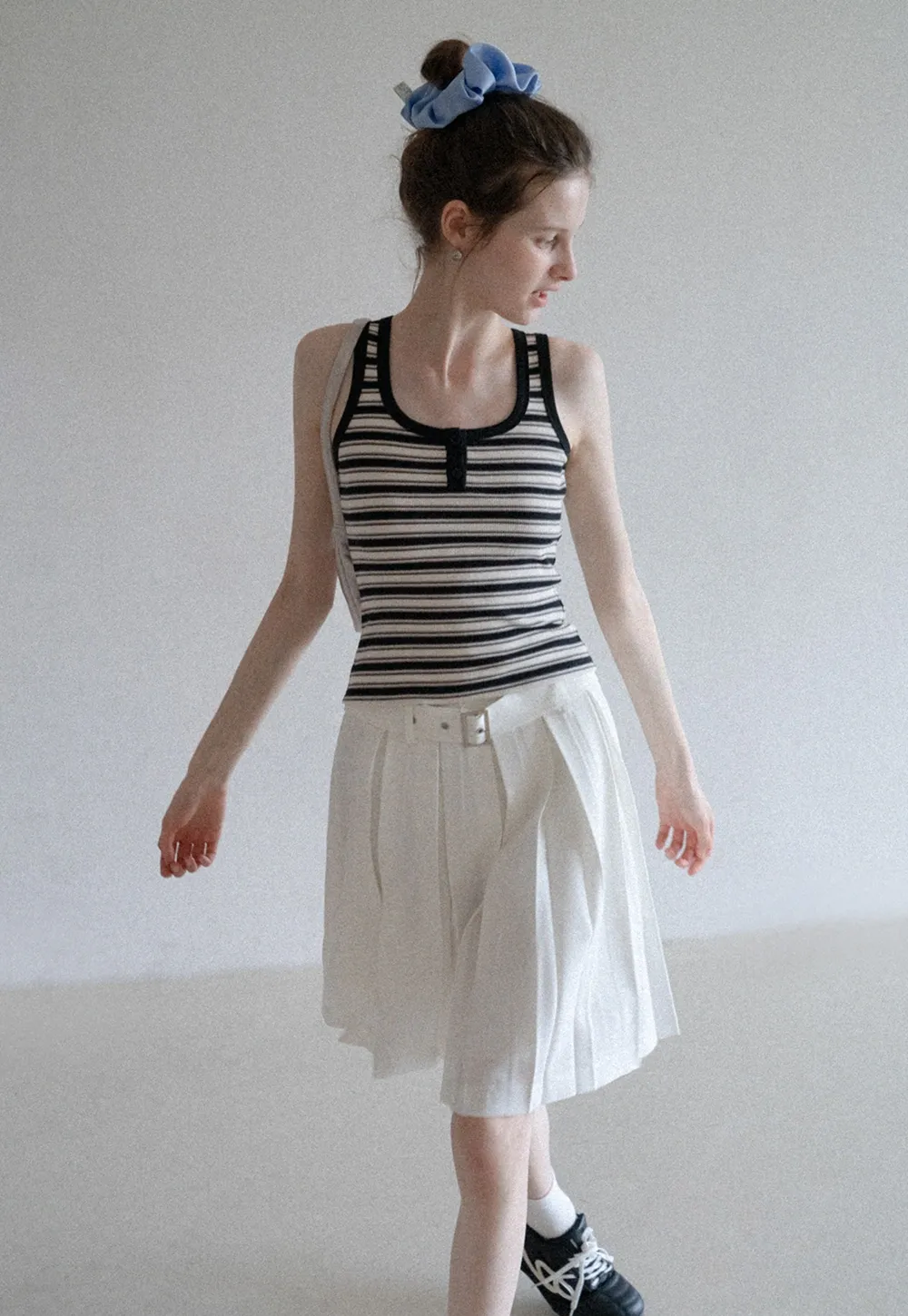 Women's High Waist Pleated Skorts with Belt