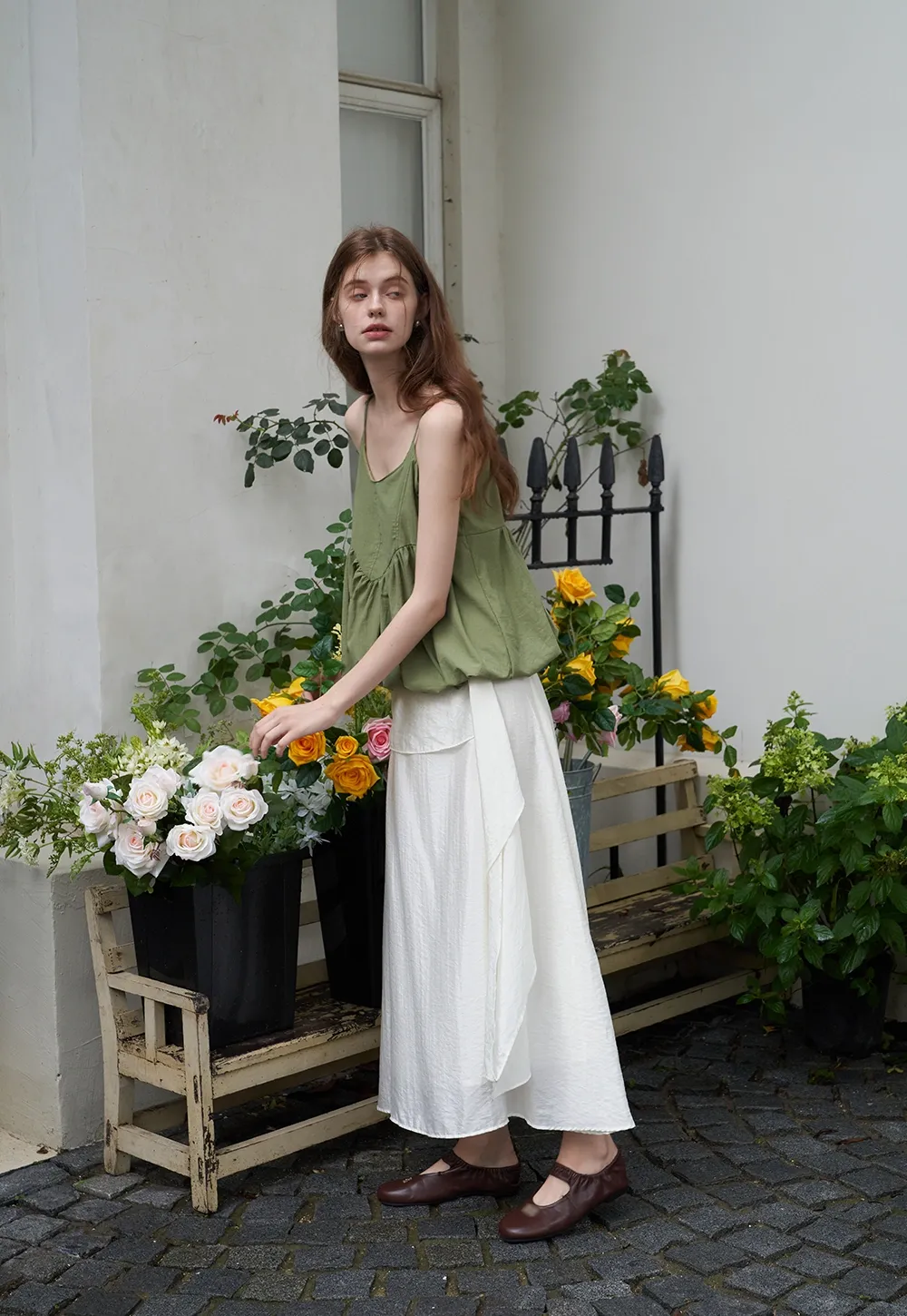 Women's Ruffle Hem Asymmetrical High Waist Skirt