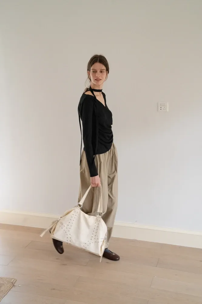 Asymmetrical Rap-Front Draped Knit Top