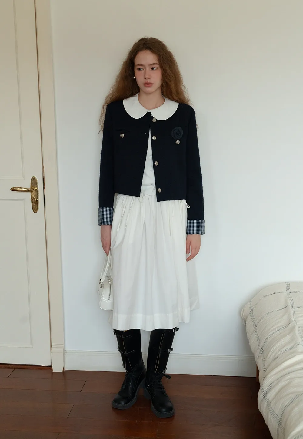 3/4 Sleeve Vintage White Shirt for Women